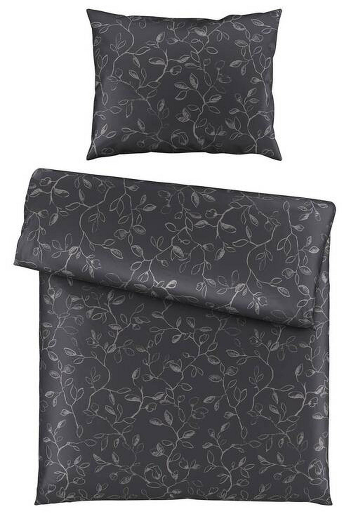 BETTWÄSCHESET Lara Satin 160/210 cm  65 cm/100 cm  - Anthrazit, Natur, Textil (160/210cm) - Bio:Vio