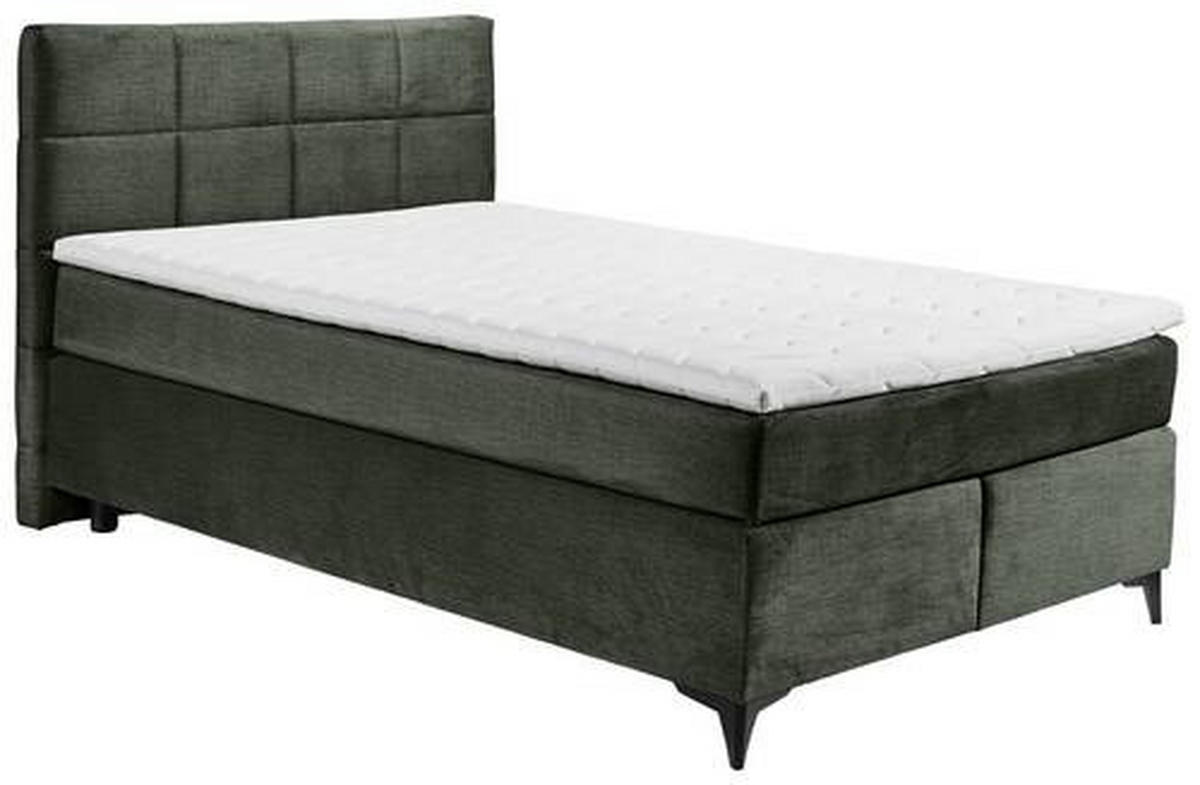 BOXSPRINGBETT 140/200 cm  in Dunkelgrün  - Dunkelgrün/Schwarz, Design, Holzwerkstoff/Kunststoff (140/200cm) - Xora