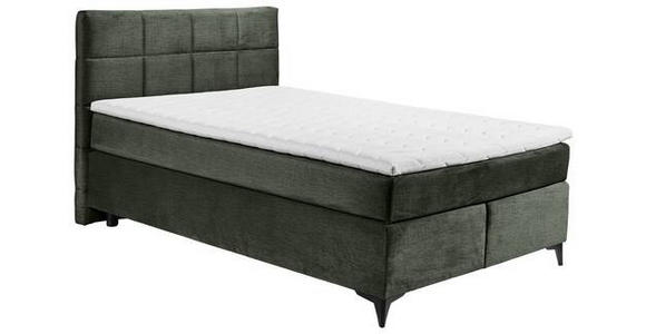 BOXSPRINGBETT 140/200 cm  in Dunkelgrün  - Dunkelgrün/Schwarz, Design, Holzwerkstoff/Kunststoff (140/200cm) - Xora