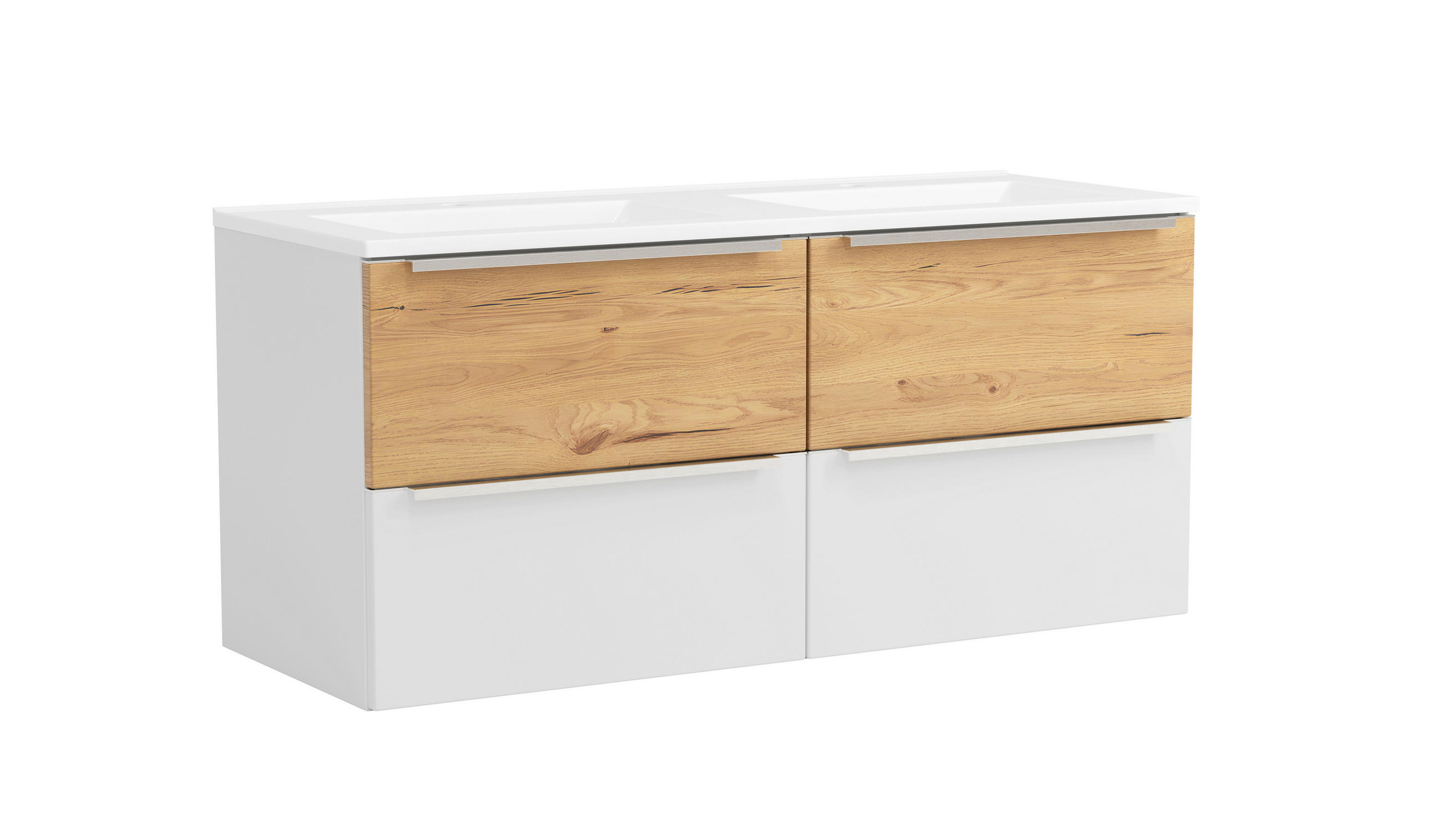 WASCHTISCHKOMBI  - Wildeiche/Edelstahlfarben, Trend, Holzwerkstoff/Stein (120/54/47cm) - Held