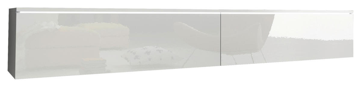 NÍZKÁ KOMODA, vysoce lesklá bílá, 180/30/33 cm - bílá/šedá, Lifestyle, kompozitní dřevo/plast (180/30/33cm) - P & B