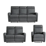 SITZGARNITUR Webstoff Grau - Grau, KONVENTIONELL, Holz/Textil (77/133/183/99/93cm) - Cantus
