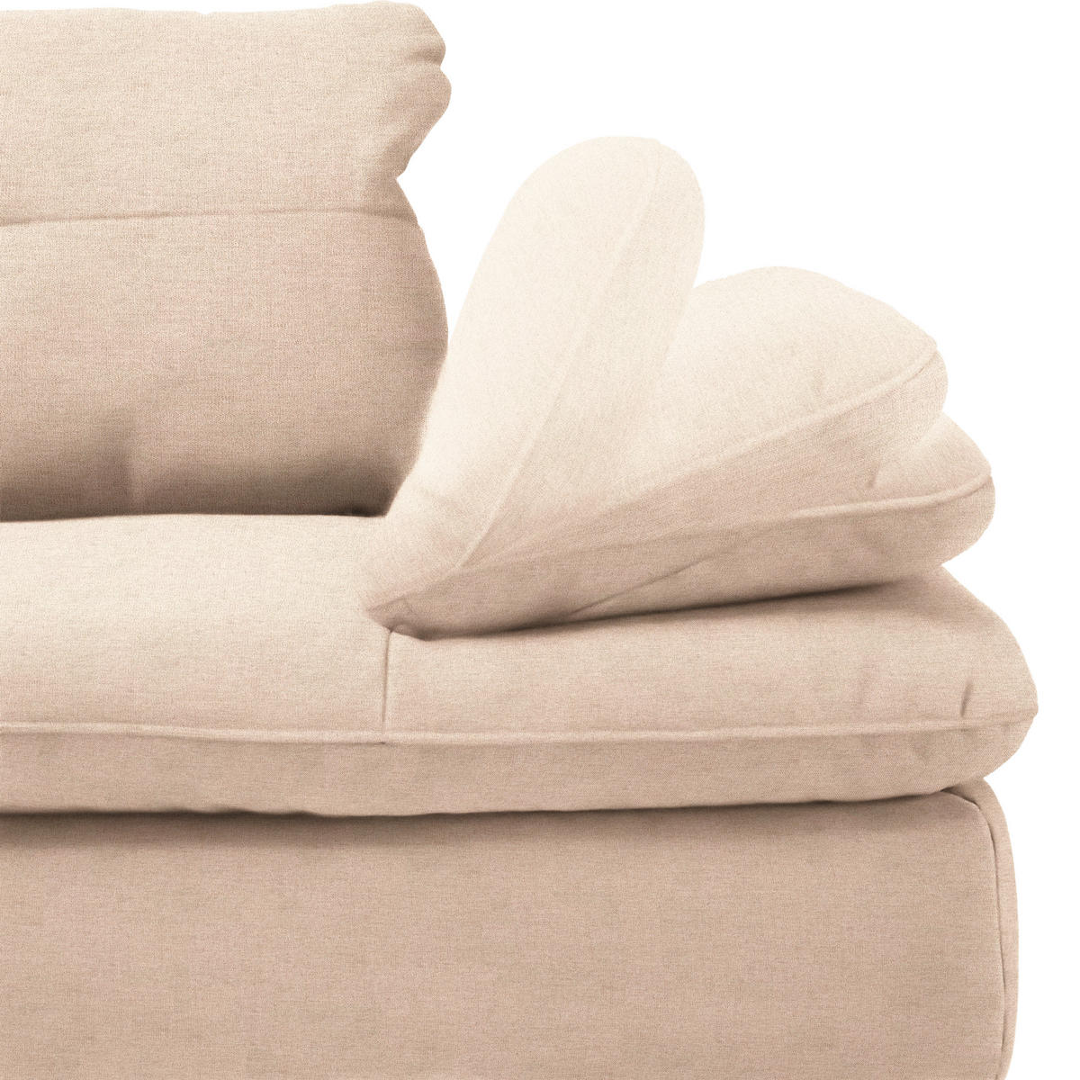 ECKSOFA in Flachgewebe Hellbraun  - Hellbraun/Schwarz, Design, Textil/Metall (271/344cm) - Chilliano