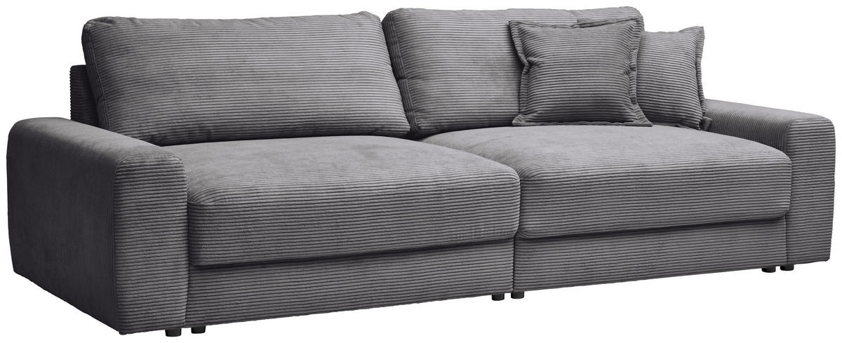 BIGSOFA in Cord Dunkelgrau  - Dunkelgrau/Schwarz, Modern, Kunststoff/Textil (278/93/112cm) - Carryhome