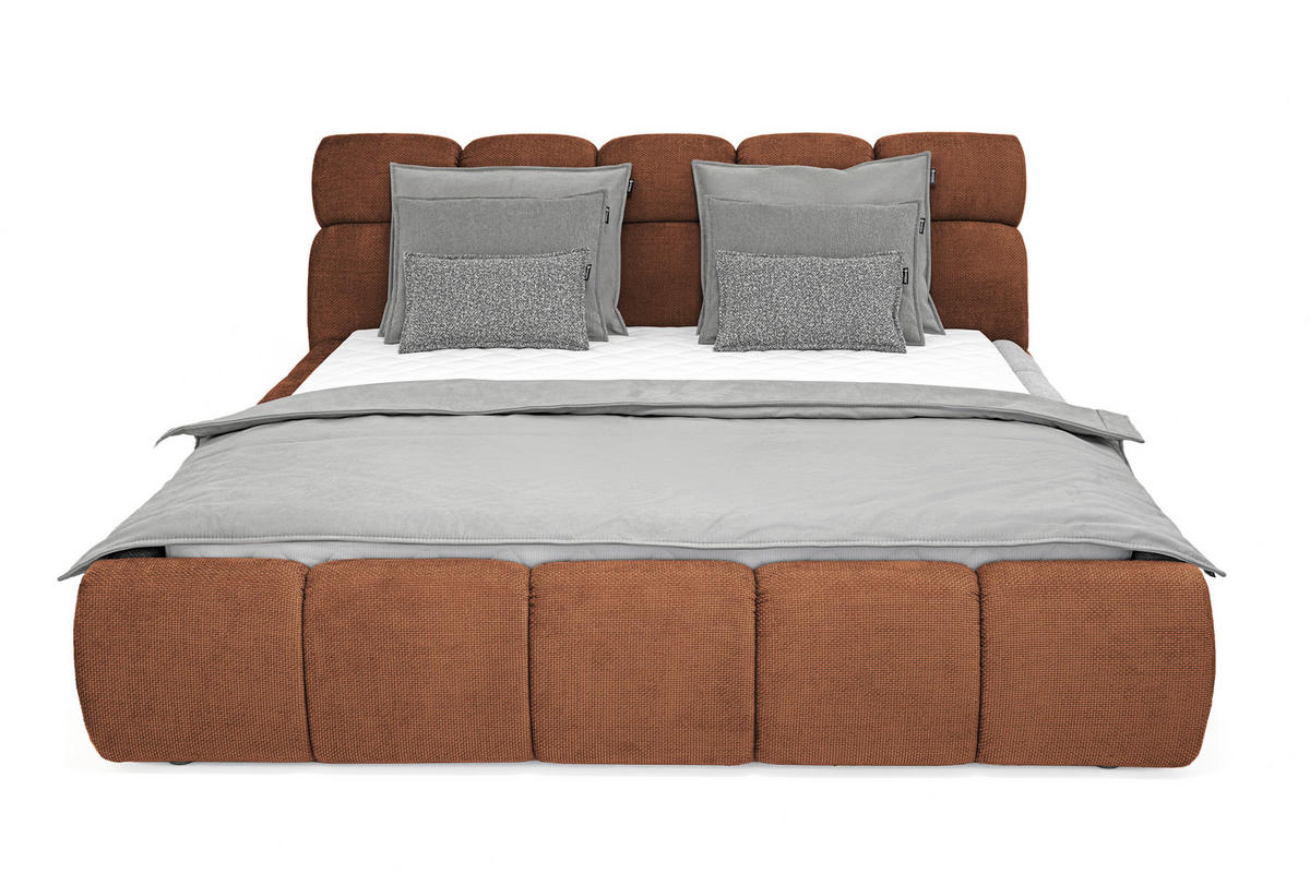 POLSTERBETT Lattenrost, Bettkasten 180/200 cm  in Terracotta  - Terracotta/Schwarz, Design, Holz/Kunststoff (180/200cm) - Esposa