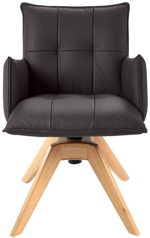 ARMLEHNSTUHL  in Echtleder pigmentiert  - Eichefarben/Dunkelbraun, Design, Leder/Holz (86/57/65cm) - Valnatura