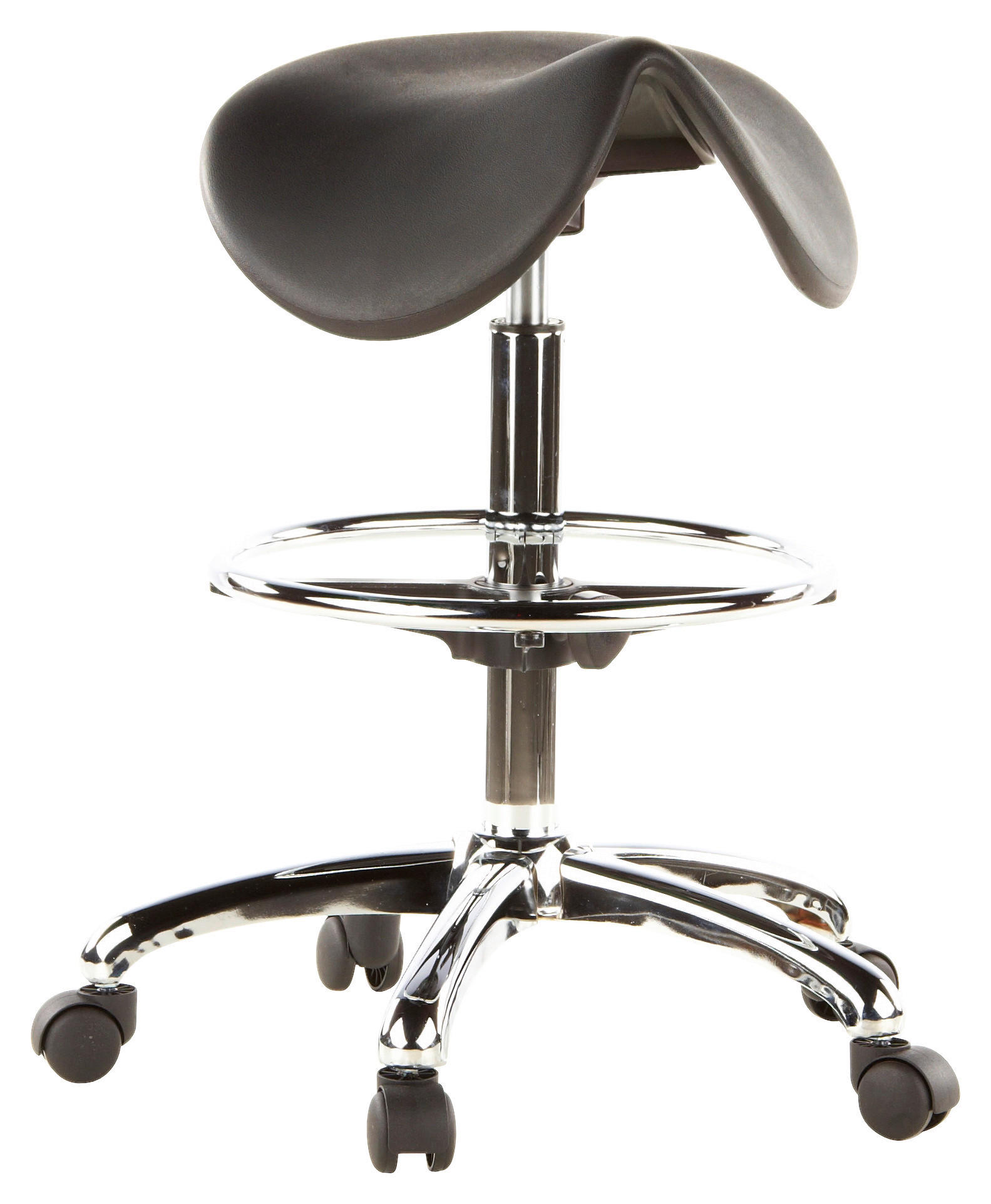 BÜROHOCKER Schwarz, Chromfarben  - Chromfarben/Schwarz, MODERN, Kunststoff/Metall (62/60/62cm) - MID.YOU