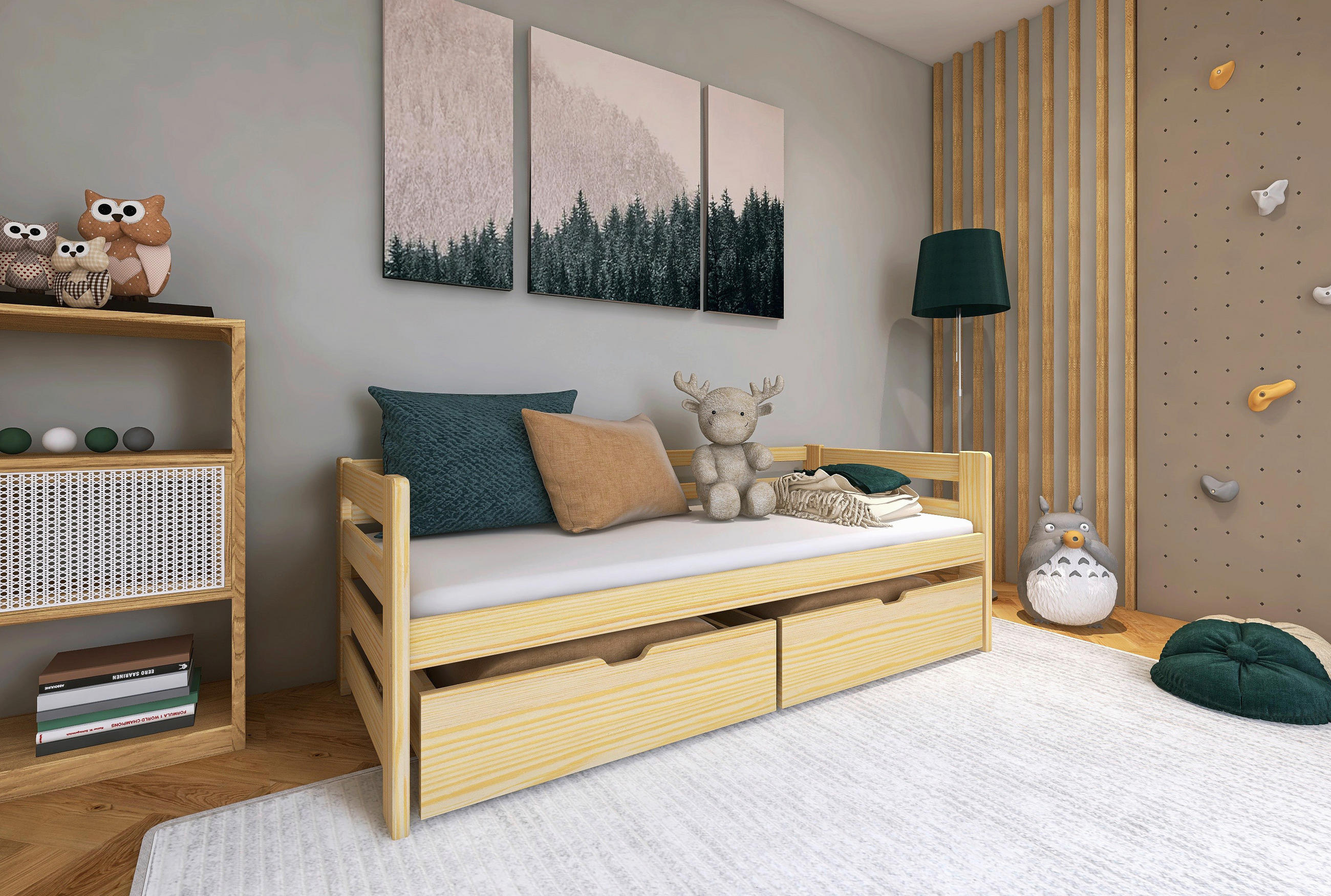 STAURAUMBETT 90/200 cm  in Kieferfarben  - Birkefarben/Kieferfarben, MODERN, Holz/Holzwerkstoff (90/200cm) - MID.YOU