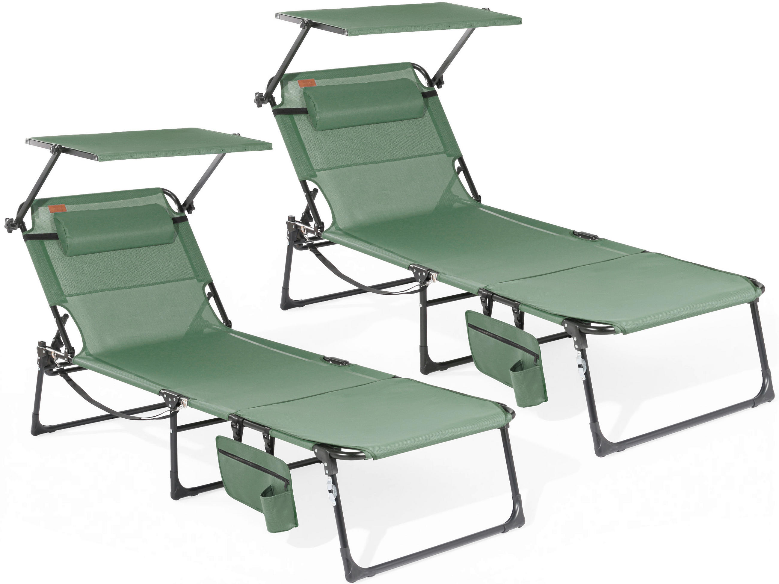 SONNENLIEGE 200/34/70 cm  - Dunkelgrau/Grün, Basics, Textil/Metall (200/34/70cm) - Modante