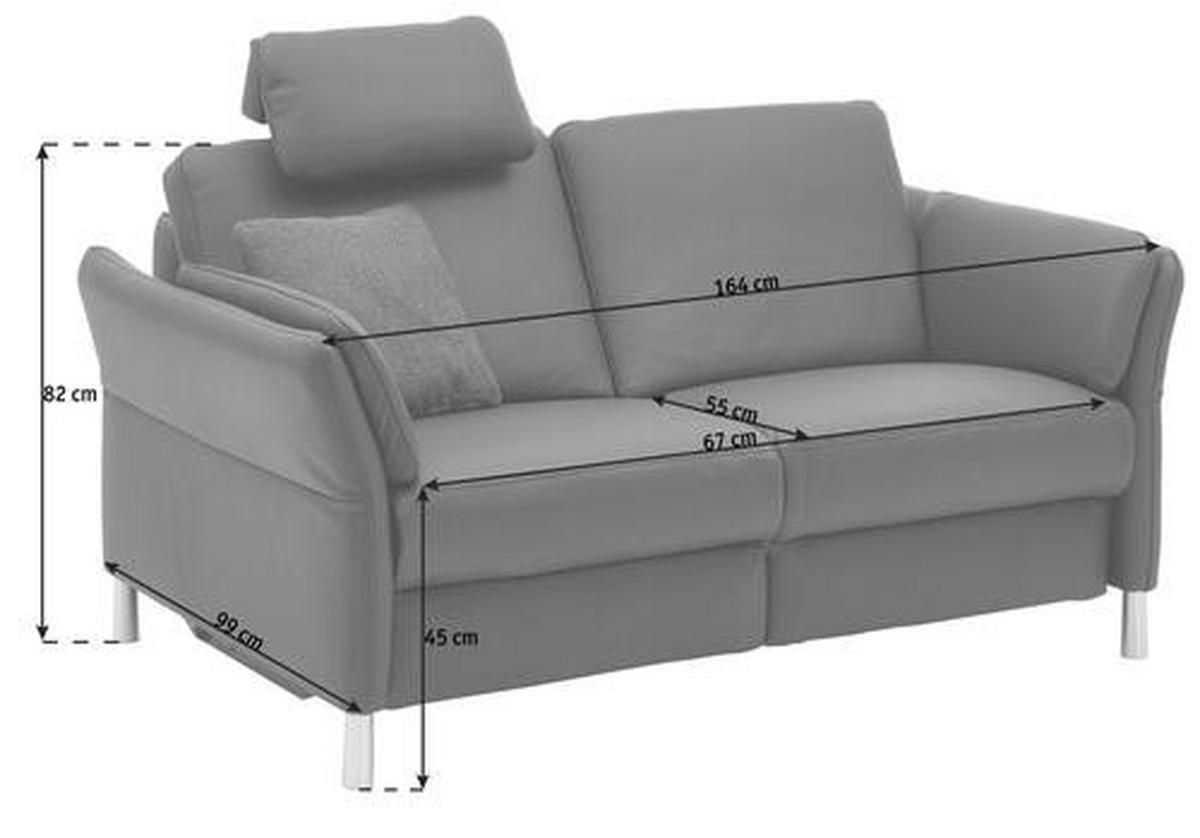 2,5-SITZER in Echtleder Dunkelblau  - Alufarben/Dunkelblau, Design, Leder/Metall (164/82/99cm) - Dieter Knoll
