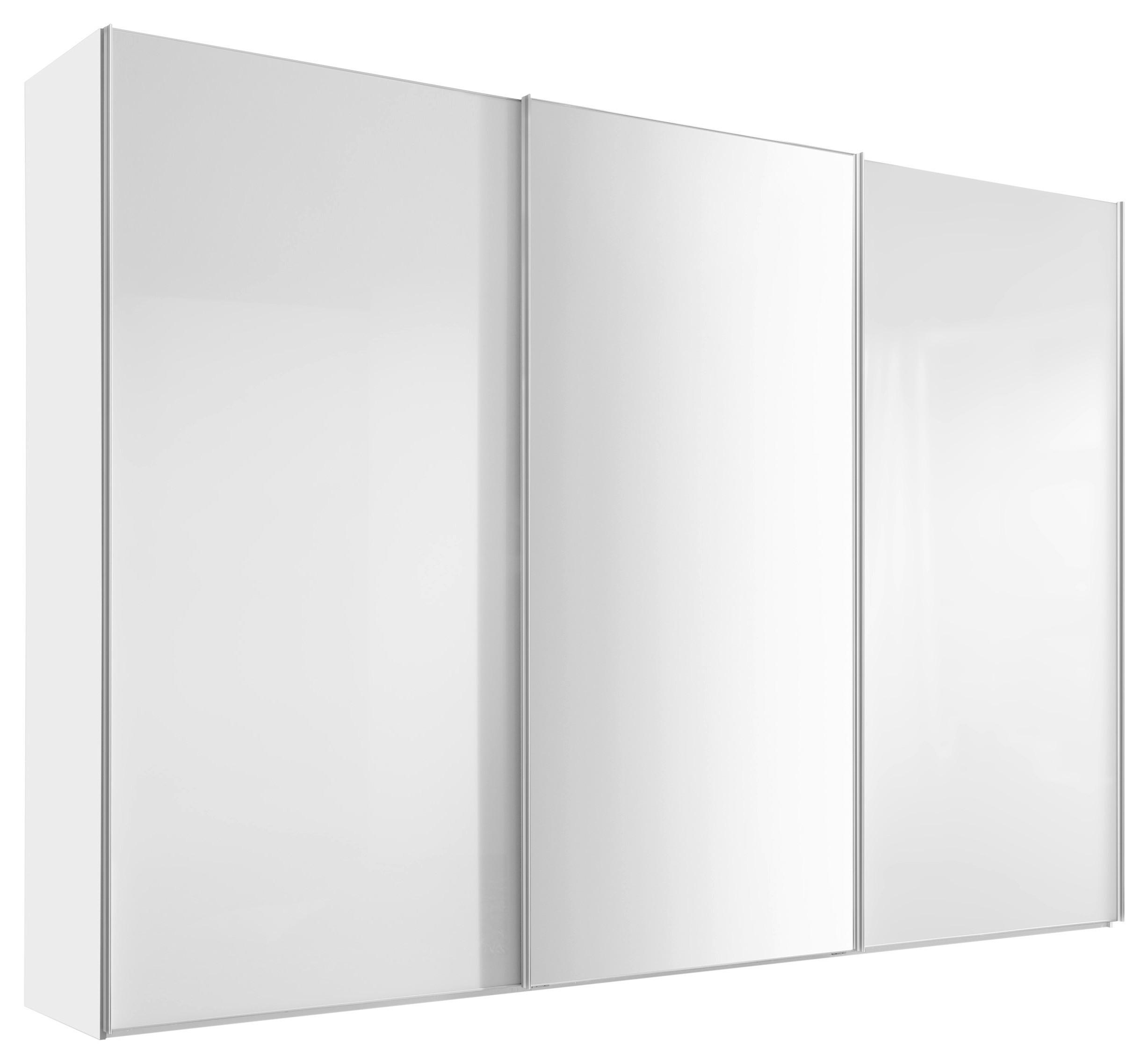 SCHWEBETÜRENSCHRANK in Weiss  - Chromfarben/Weiss, Basics, Glas/Holzwerkstoff (249/240/68cm) - Moderano