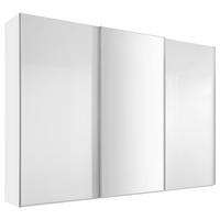 SCHWEBETÜRENSCHRANK in Weiss  - Chromfarben/Weiss, Basics, Glas/Holzwerkstoff (249/240/68cm) - Moderano