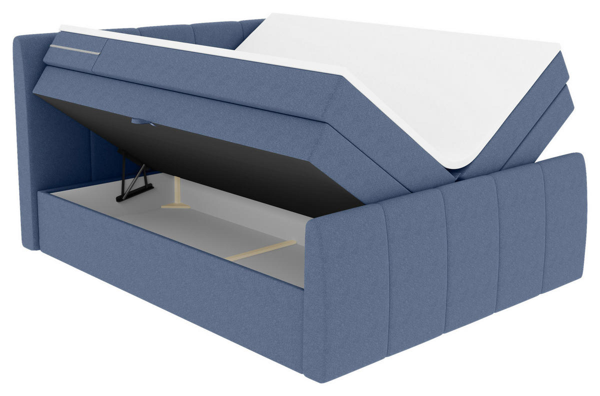 BOXSPRINGBETT 180/200 cm  in Blau  - Blau/Schwarz, Konventionell, Kunststoff/Textil (180/200cm) - Carryhome