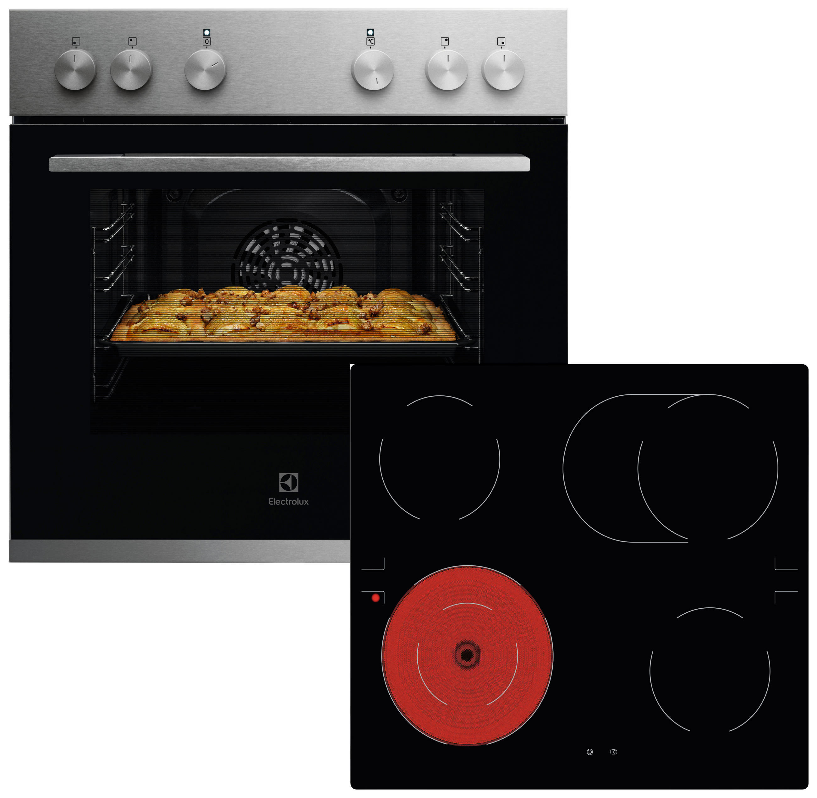 HERDSET ELXH2X1  - Edelstahlfarben, Basics, Glas/Metall (59,4/59,0/56,0cm) - Electrolux