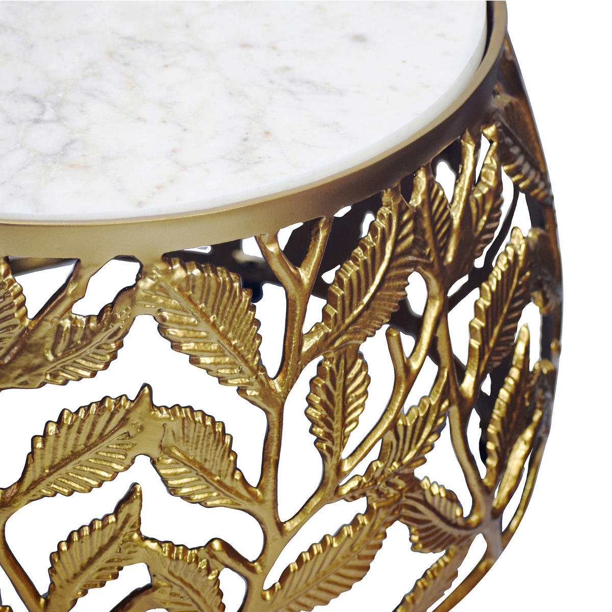 Set De Măsuțe Suprapuse din piatră, 60/60/33 cm - alb/auriu, Design, metal/piatră (60/60/33cm) - MID.YOU