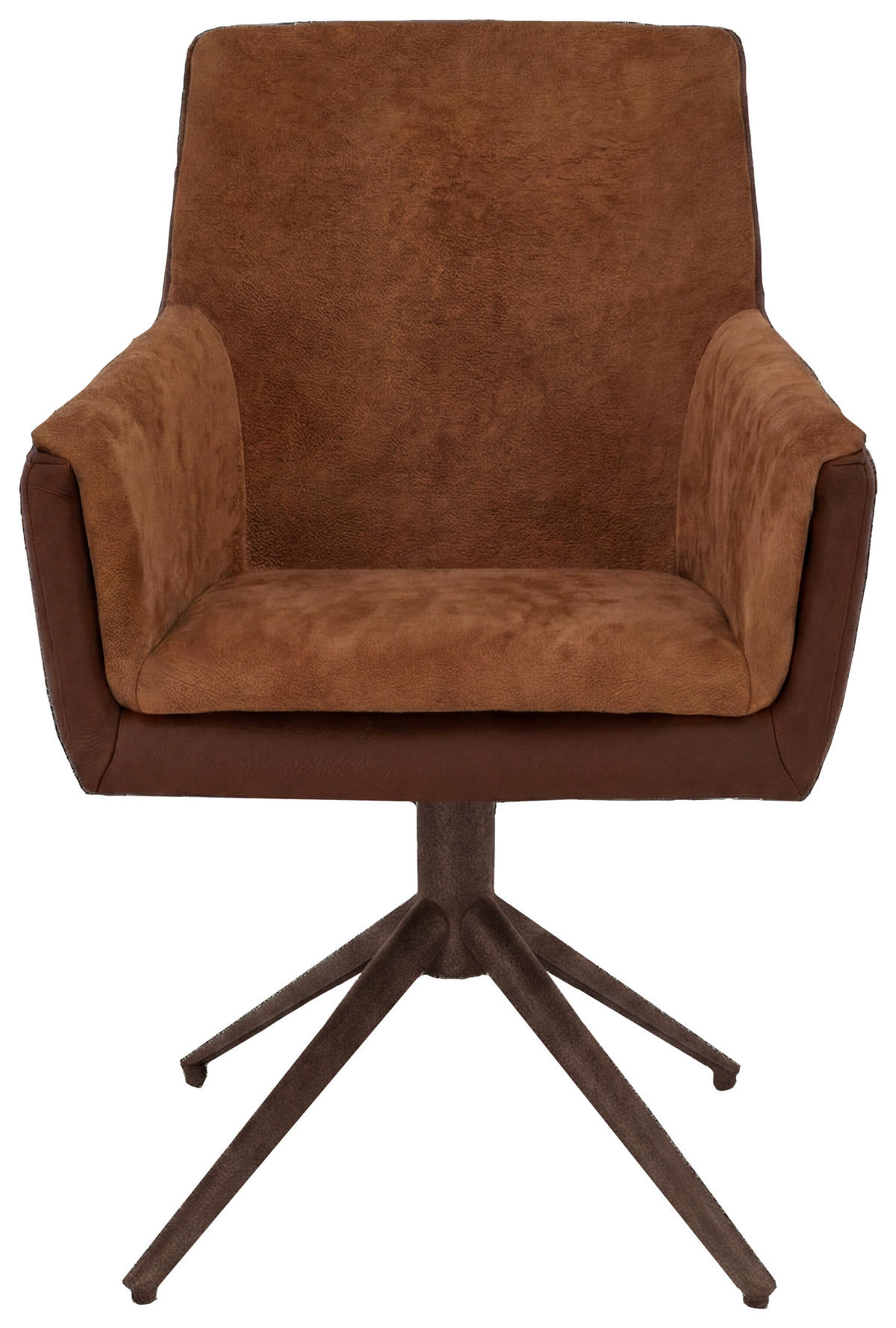 ARMLEHNSTUHL  Sitzfläche 360° drehbar, Stoff-/Lederauswahl Mikrofaser Echtleder  Rotbraun, Cognac  - Rotbraun/Cognac, Design, Leder/Textil (60/90/69cm) - hülsta