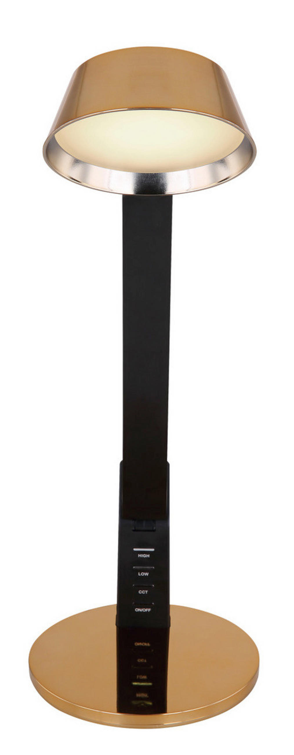 LED ÍRÓASZTALI LÁMPA - fekete/aranyszínű, Basics, műanyag/fém (48/17/51,5cm)