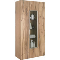 VITRINE  in furniert, mehrschichtige Massivholzplatte (Tischlerplatte) Altholz, Eiche Eichefarben - Eichefarben/Silberfarben, Natur, Glas/Holz (96/194/42,3cm) - Voglauer