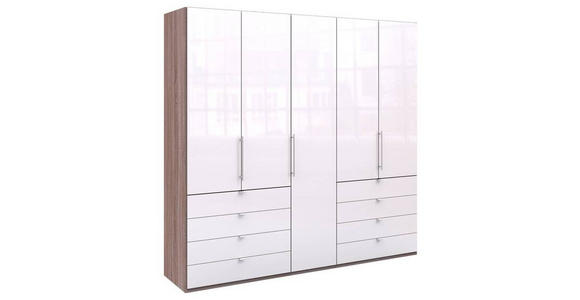 FALTTÜRENSCHRANK  in Weiß, Trüffeleichefarben  - Chromfarben/Trüffeleichefarben, KONVENTIONELL, Glas/Holzwerkstoff (250/236/58cm) - Venda