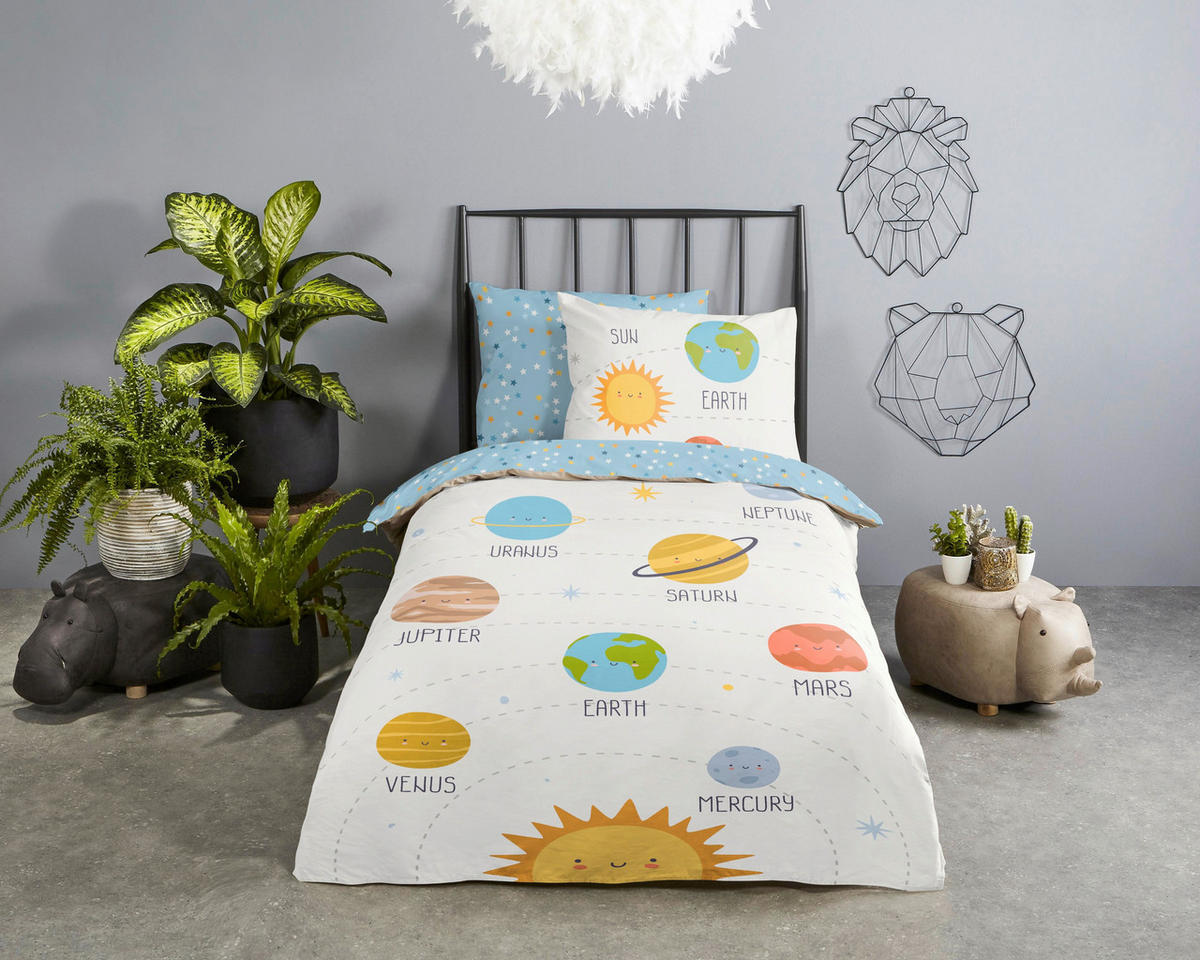WENDEBETTWÄSCHE 2-teilig Good Morning Renforcé 140/200 cm  - Blau/Rot, Basics, Textil (140/200cm)