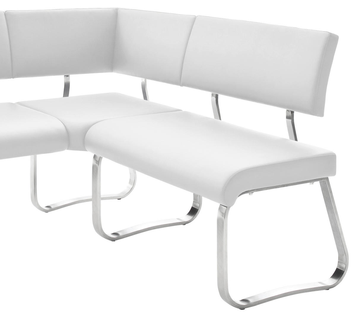ROHOVÁ LAVICA, biela, farba ušľachtilej ocele - biela/farba ušľachtilej ocele, Design, kov/koža (200/150cm) - Livetastic