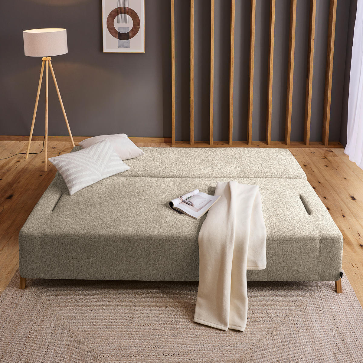 SCHLAFSOFA in Holz, Textil Braun  - Naturfarben/Braun, Design, Holz/Textil (211/88/102cm) - Niels Andersson