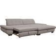 ECKSOFA in Mikrofaser Hellgrau  - Hellgrau/Schwarz, Design, Textil/Metall (290/198cm) - Xora