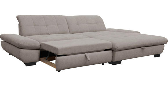 ECKSOFA in Mikrofaser Hellgrau  - Hellgrau/Schwarz, Design, Textil/Metall (290/198cm) - Xora