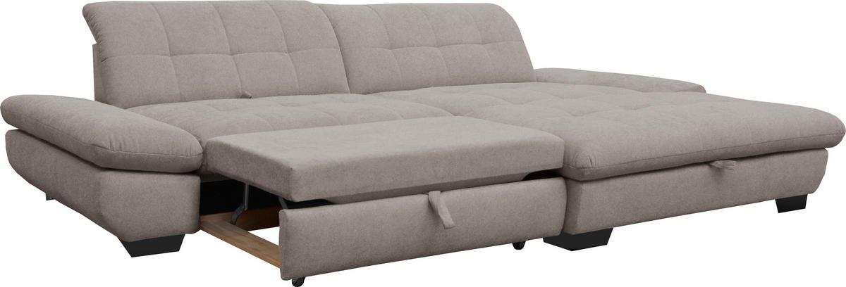 ECKSOFA in Mikrofaser Hellgrau  - Hellgrau/Schwarz, Design, Textil/Metall (290/198cm) - Xora