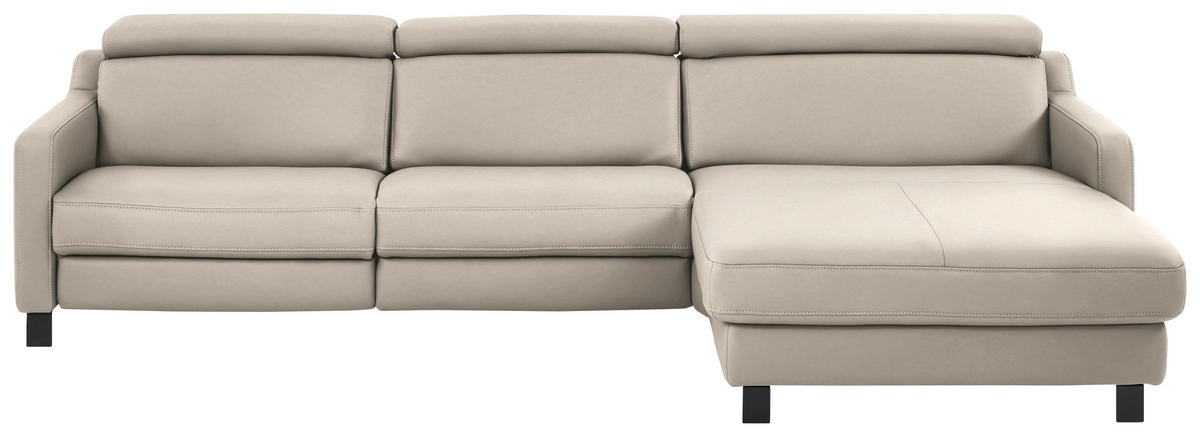 ECKSOFA Echtleder Greige  - Greige/Schwarz, Design, Leder/Metall (291/176cm) - Valdera