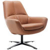SESSEL in Echtleder Cognac  - Cognac/Schwarz, Modern, Leder/Metall (81/92/83cm) - Trendmanufaktur