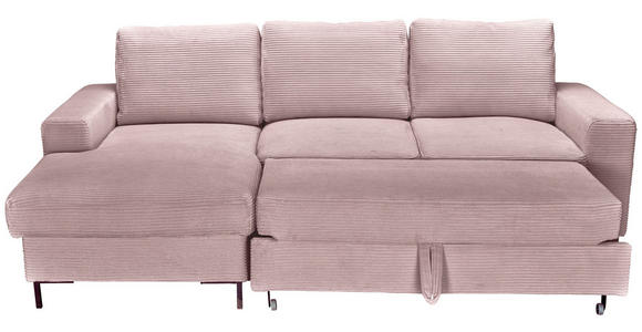 ECKSOFA Altrosa Cord  - Schwarz/Altrosa, KONVENTIONELL, Textil/Metall (150/240cm) - Carryhome