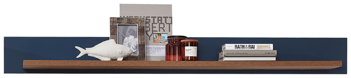 Poliță De Perete 147/16/22 cm, albastru, maro, culoare lemn stejar  - maro/albastru, Lifestyle, material pe bază de lemn (147/16/22cm) - Landscape