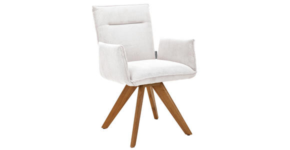 ARMLEHNSTUHL in Holz, Textil Creme - Wildeiche/Creme, Design, Holz/Textil (59/87/62cm) - Johann Jakob