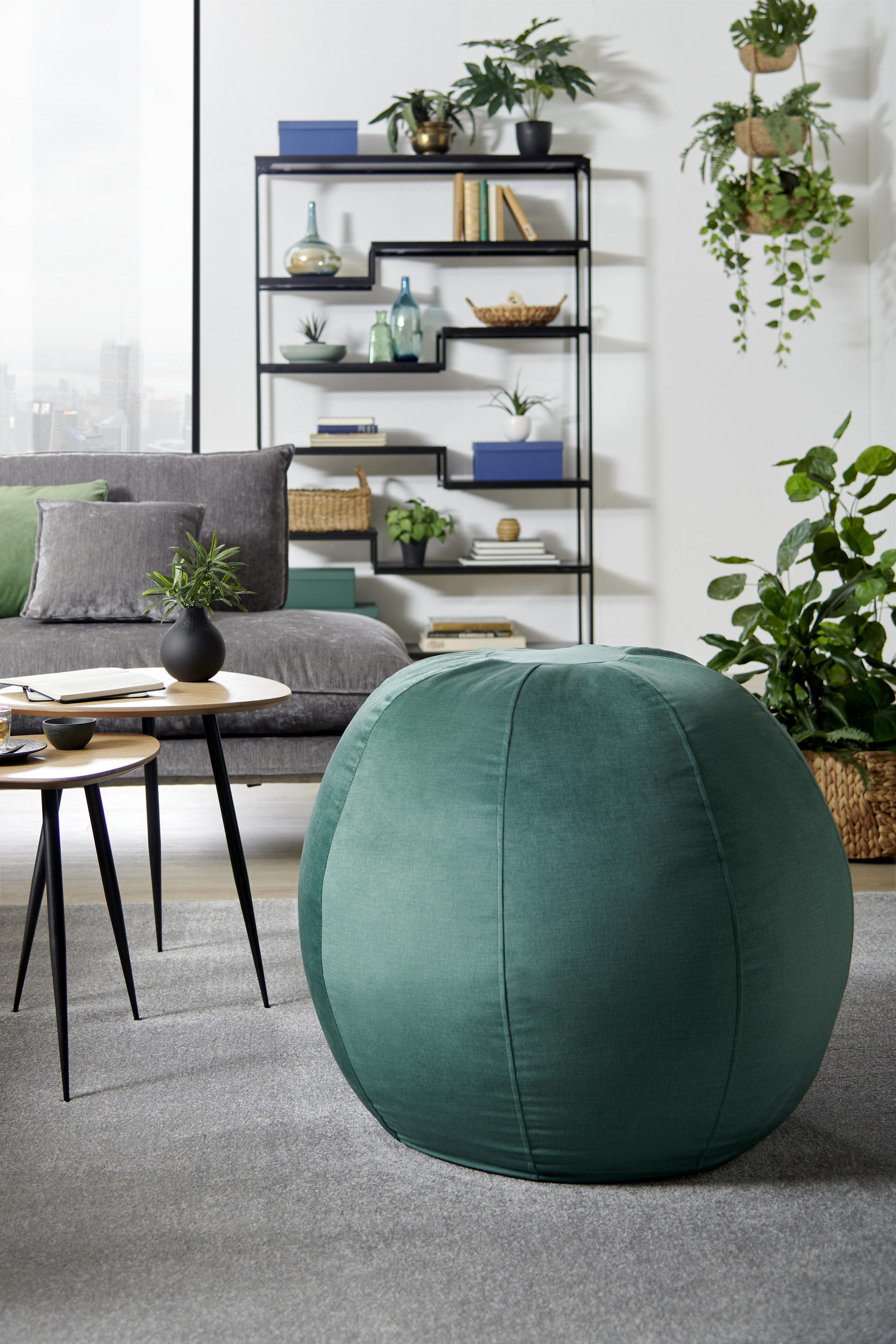 POUF, GRÜN Samt Uni  - Grün, Basics, Textil (65/65/65cm) - Novel