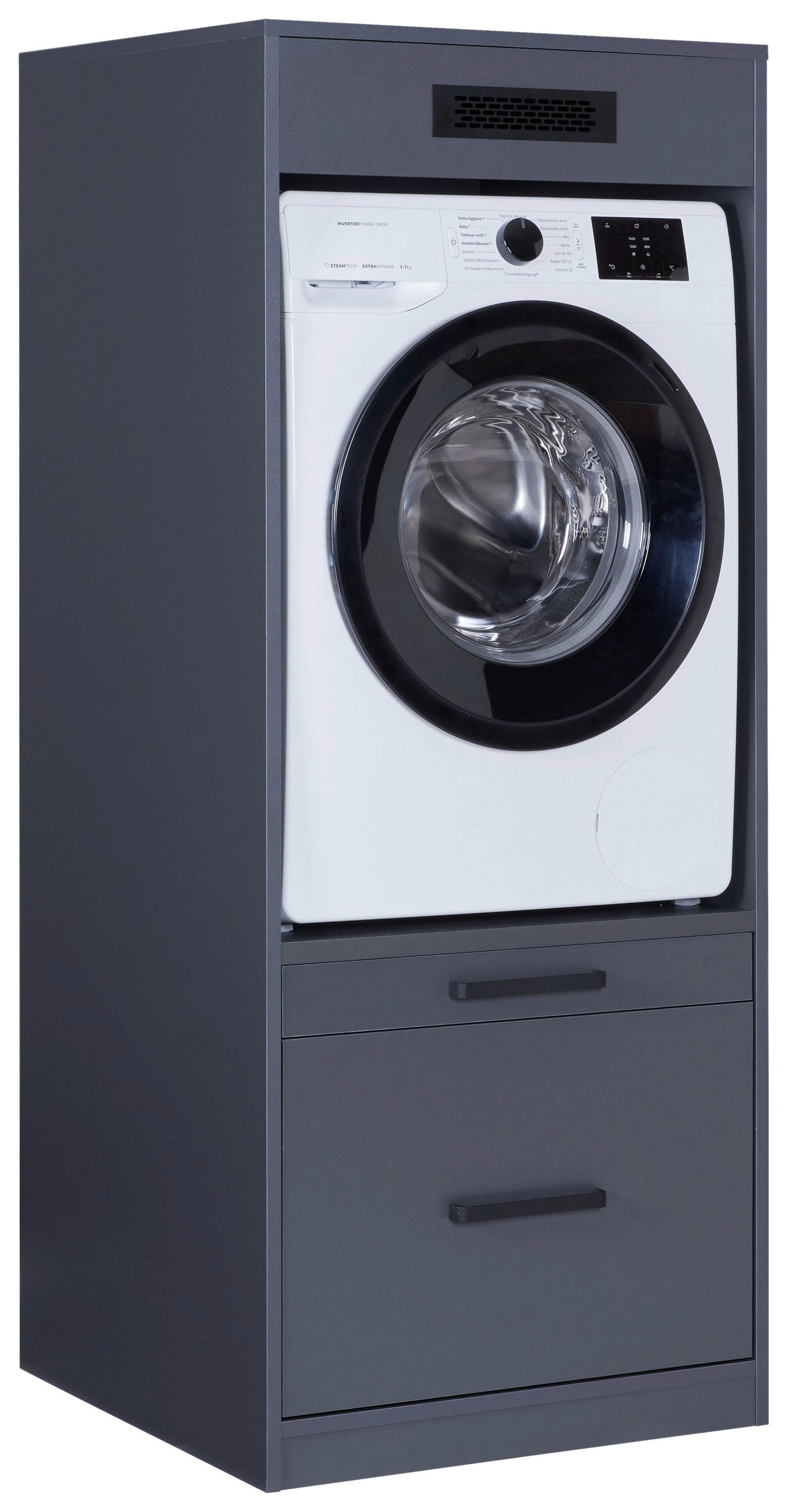 WASCHMASCHINENSCHRANK 67/164/68 cm  in Anthrazit  - Anthrazit/Schwarz, MODERN, Holzwerkstoff/Metall (67/164/68cm) - home24