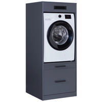 WASCHMASCHINENSCHRANK 67/164/68 cm  in Anthrazit  - Anthrazit/Schwarz, MODERN, Holzwerkstoff/Metall (67/164/68cm) - home24