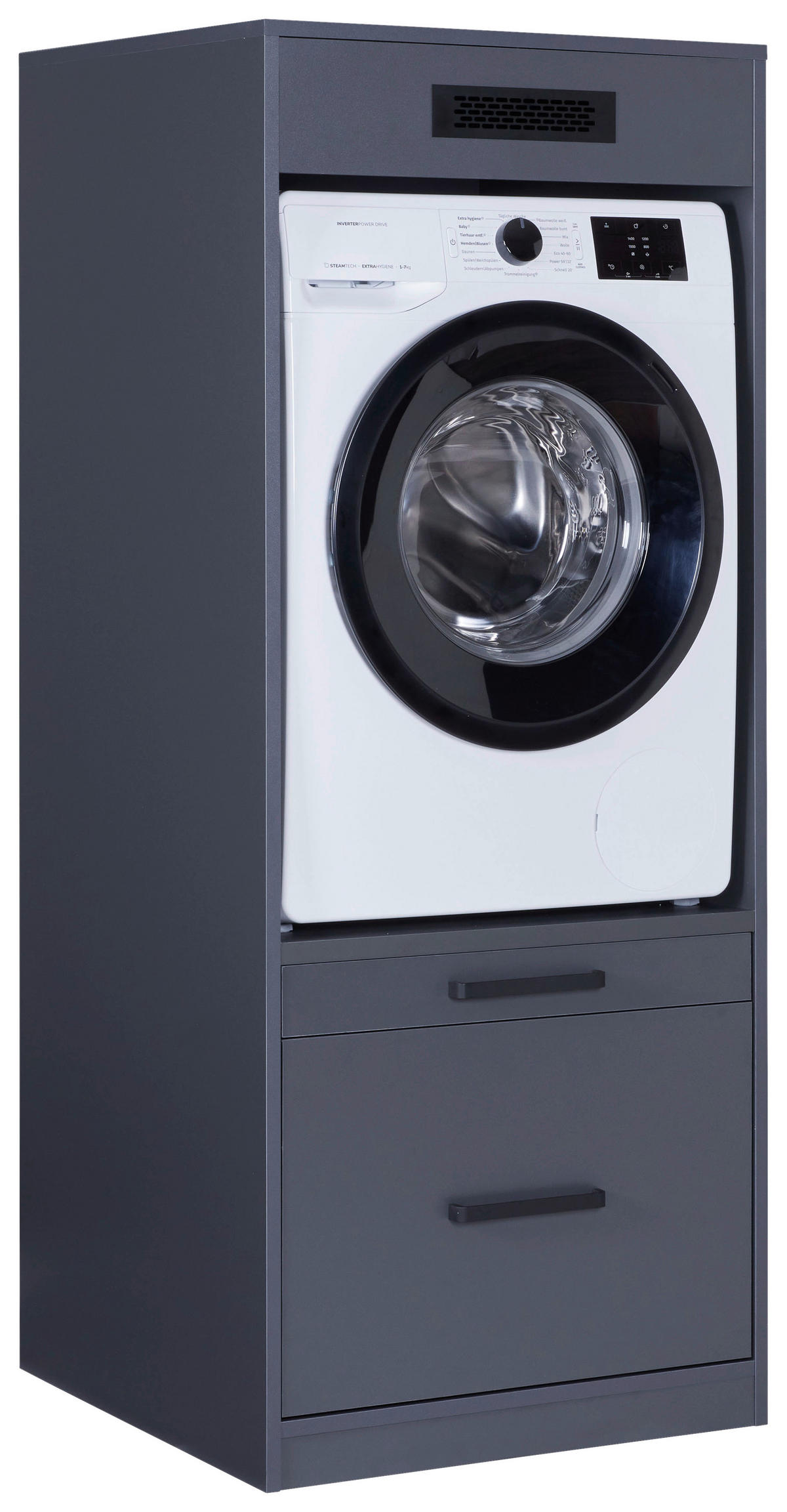 WASCHMASCHINENSCHRANK 67/164/68 cm  in Anthrazit  - Anthrazit/Schwarz, MODERN, Holzwerkstoff/Metall (67/164/68cm) - home24