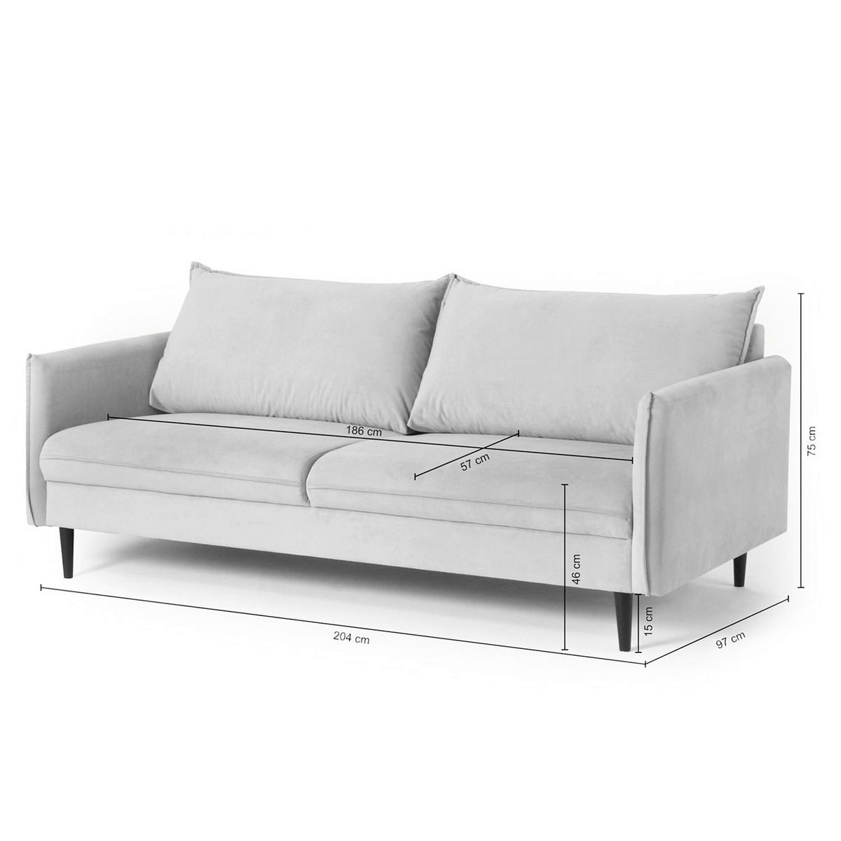 3-SITZER-SOFA Samt Rot  - Rot/Schwarz, Design, Holz/Textil (203/86/100cm) - P & B
