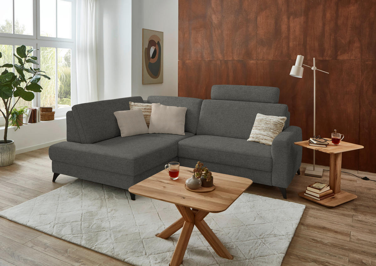 ECKSOFA  Chenille Grau  - Schwarz/Grau, Design, Textil/Metall (182/239cm) - Beldomo Comfort