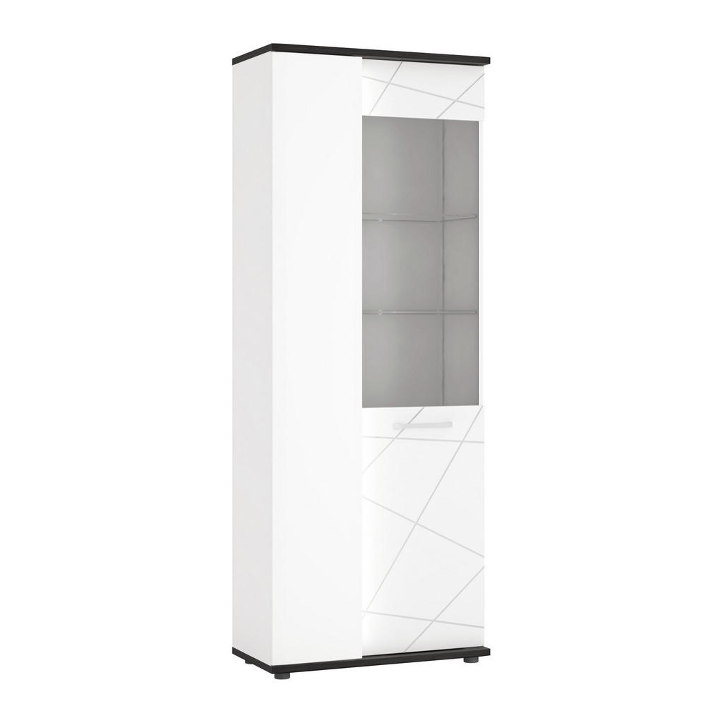 Vitrine Venezia Eiche Dunkel/weiß B: 76,1 Cm