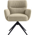 ARMLEHNSTUHL  , Stoffauswahl, Sitzfläche 360° drehbar, automatische Rückholfunktion  , Leinenoptik  ,  - Beige/Schwarz, Design, Textil/Metall (67/86/68cm) - Novel