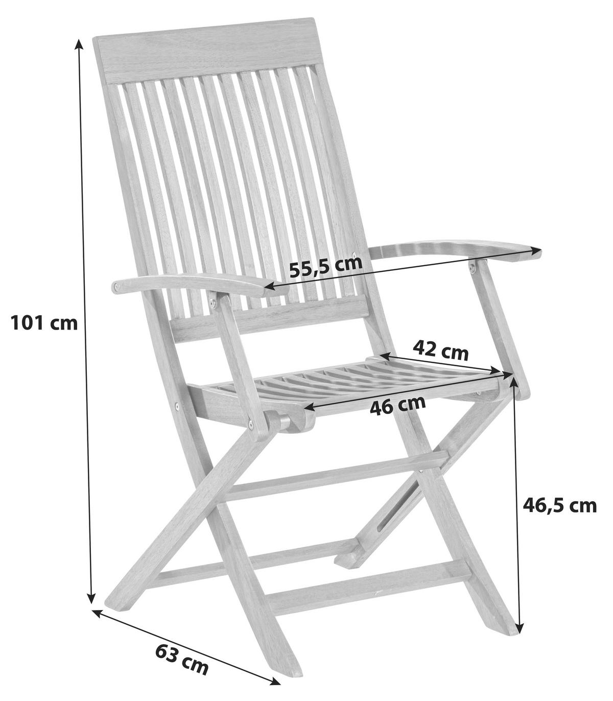 GARTENKLAPPSESSEL-SET Eukalyptusholz Naturfarben  - Naturfarben, KONVENTIONELL, Holz (55,5/101cm) - Gardenson