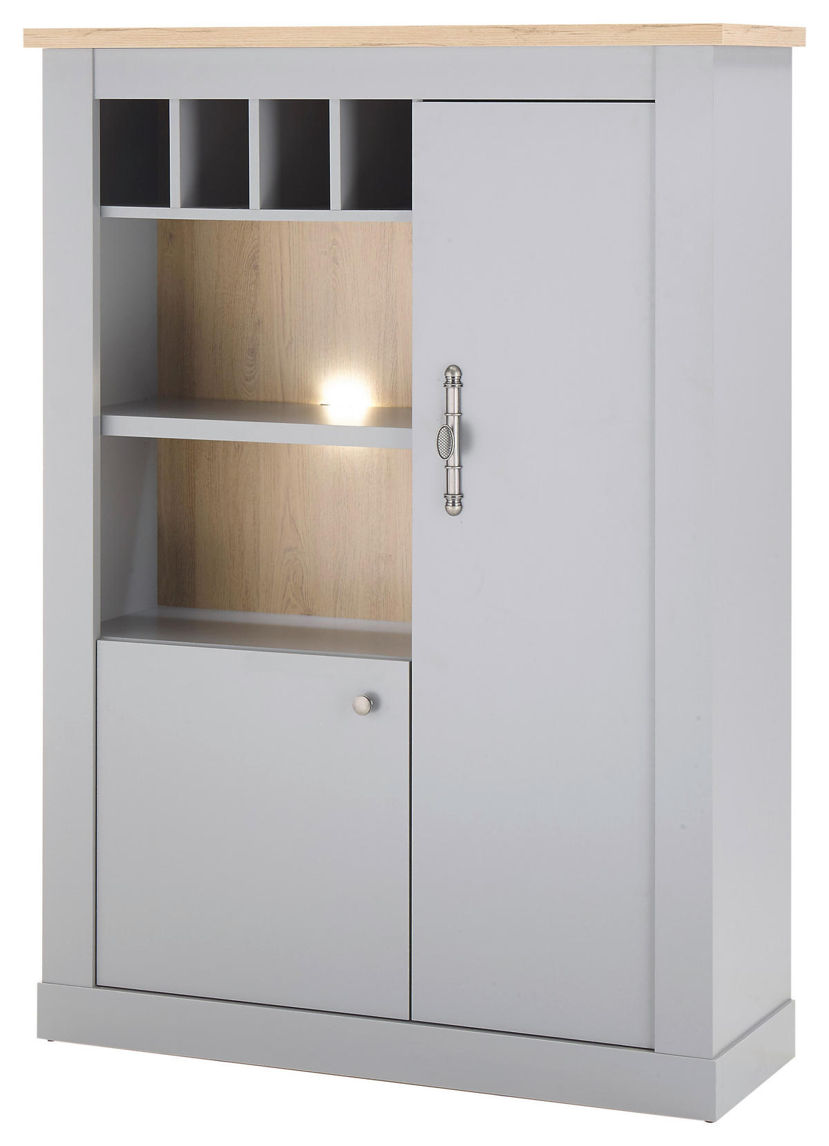 HIGHBOARD  in 103/142/37 cm  - Eichefarben/Silberfarben, Design, Holzwerkstoff/Metall (103/142/37cm) - MID.YOU