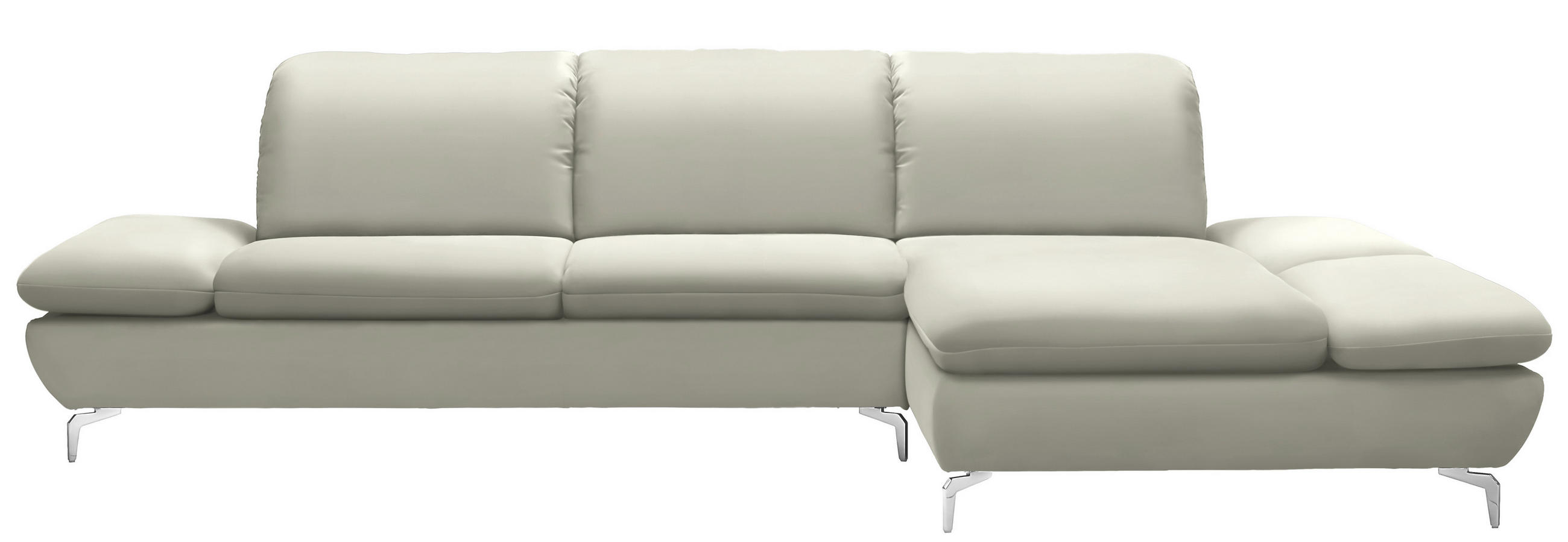 ECKSOFA in Echtleder Weiss  - Weiss/Silberfarben, Design, Leder/Metall (315/200cm) - Chilliano