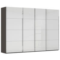 SCHWEBETÜRENSCHRANK 316/223/68 cm 4-türig Graphitfarben, Weiß  - Chromfarben/Graphitfarben, Design, Glas/Holzwerkstoff (316/223/68cm) - Novel