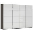 SCHWEBETÜRENSCHRANK 316/223/68 cm 4-türig Graphitfarben, Weiß  - Chromfarben/Graphitfarben, Design, Glas/Holzwerkstoff (316/223/68cm) - Novel