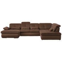 WOHNLANDSCHAFT  in Mikrofaser Haselnussfarben  - Chromfarben/Haselnussfarben, Design, Textil (195/371/260cm) - Beldomo Style