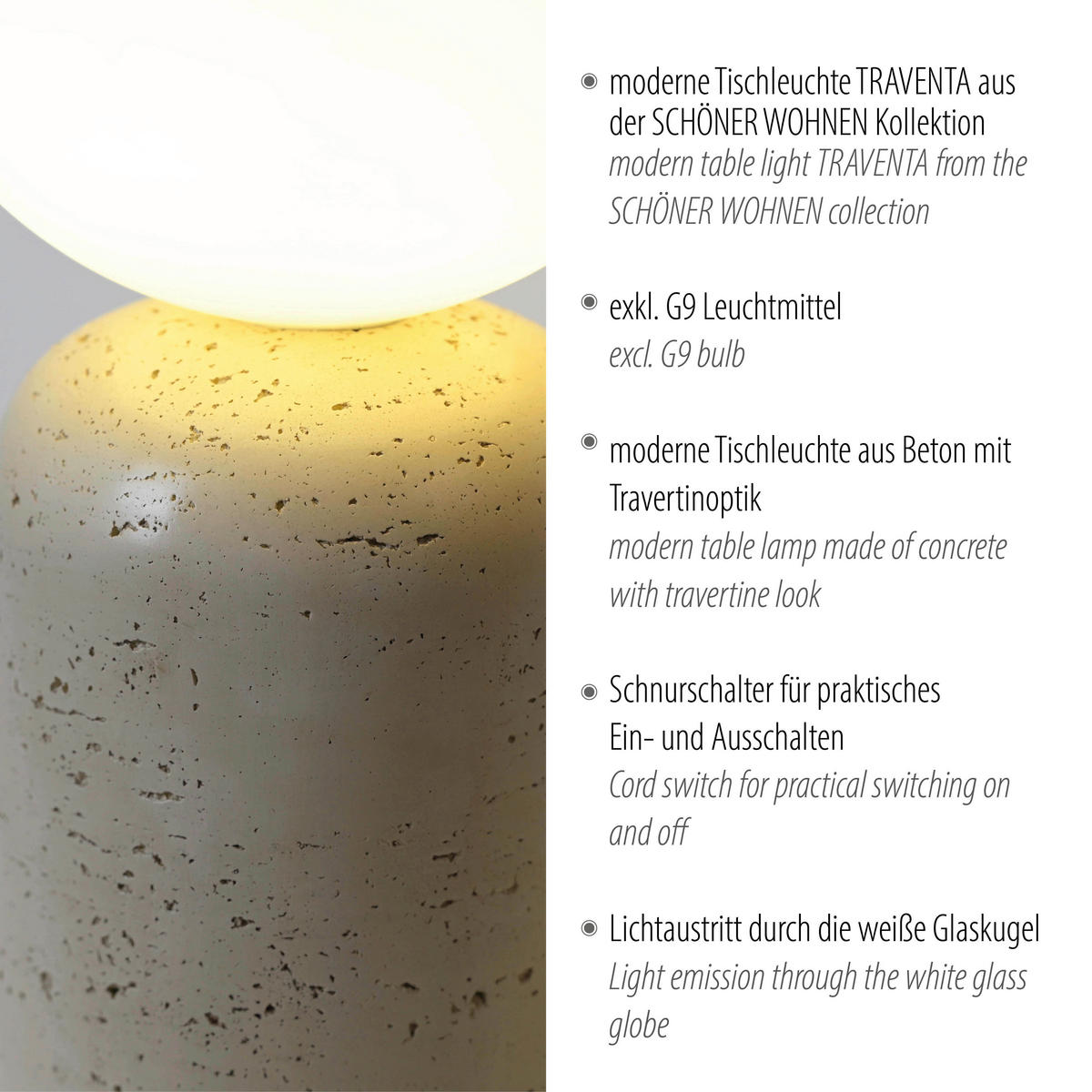 LED-TISCHLEUCHTE SW TRAVENTA 14/14/35 cm   - Creme, Design, Glas/Kunststoff (14/14/35cm) - Schöner Wohnen