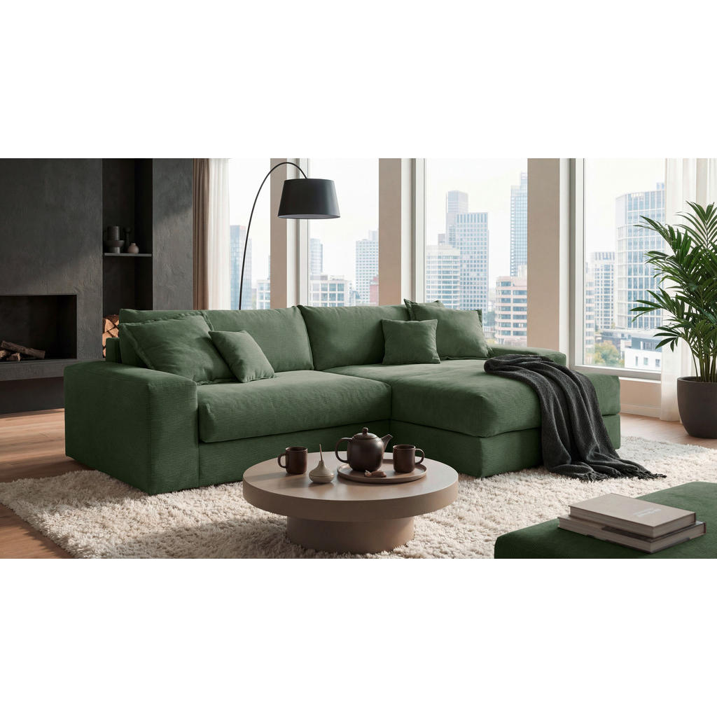 Livetastic ROZKLADACIA ROHOVÁ SEDAČKA, textil, zelená
